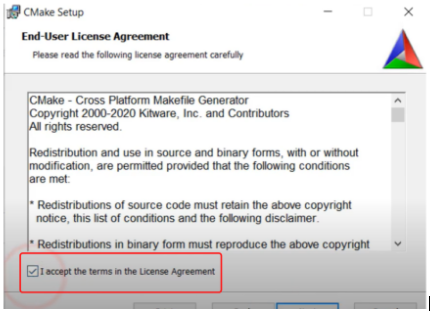 License page of CMake